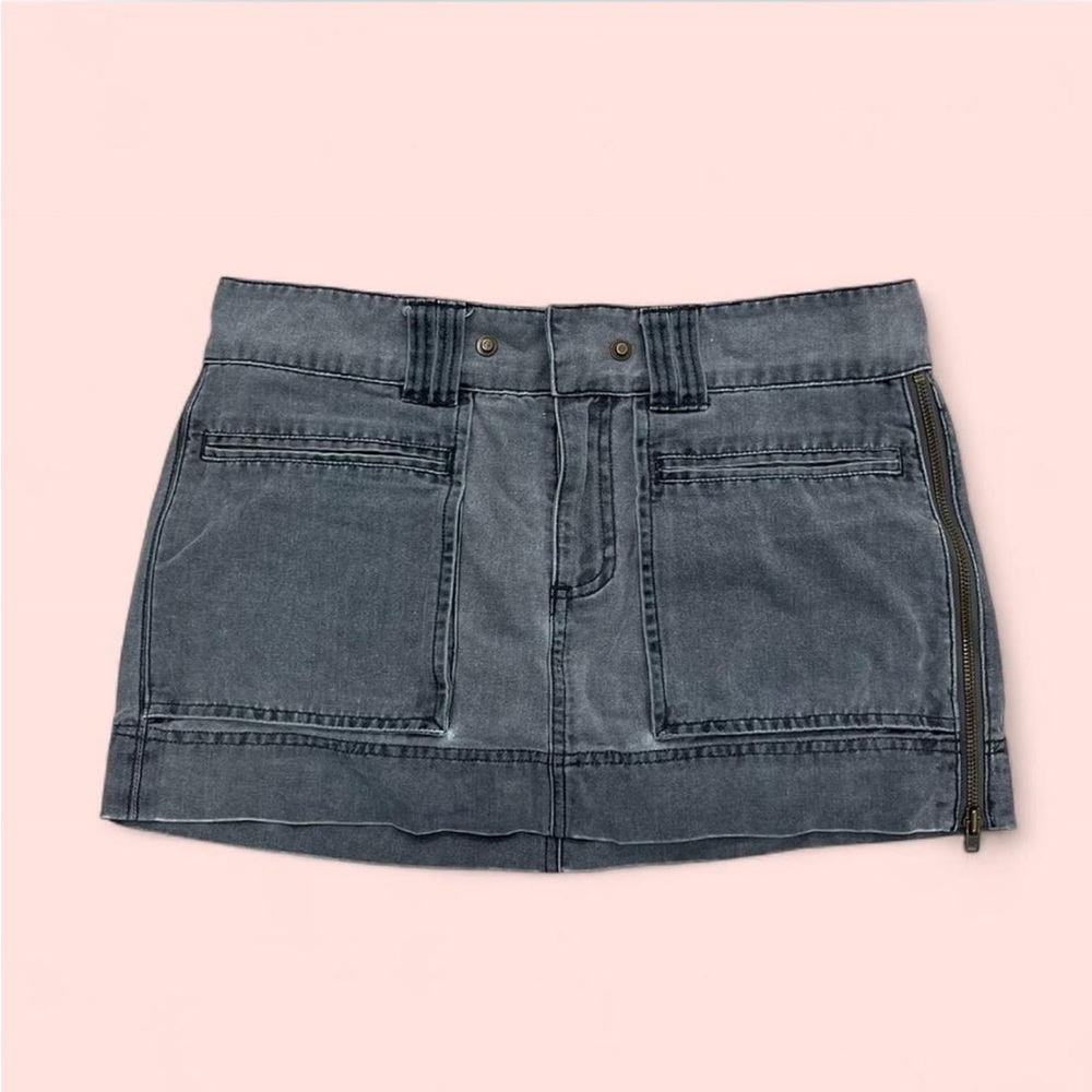 Vintage American Eagle Grey Utility Denim Mini Skirt
